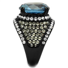 TK2555 - Stainless Steel Ring IP Black(Ion Plating) Women AAA Grade CZ London Blue