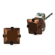 TK2583 - Two Tone IP Light Brown (IP Light coffee) Stainless Steel Earrings with AAA Grade CZ  in Light Coffee