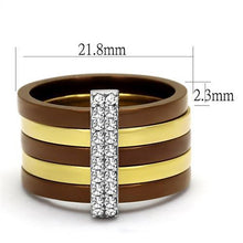 TK2601 - Stainless Steel Ring Three Tone IP?IP Gold & IP Light coffee & High Polished) Women Top Grade Crystal Clear