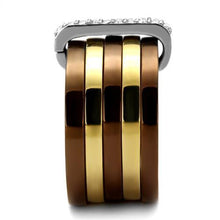 TK2601 - Stainless Steel Ring Three Tone IP?IP Gold & IP Light coffee & High Polished) Women Top Grade Crystal Clear
