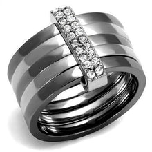 TK2602 - Stainless Steel Ring Two Tone IP Light Black (IP Gun) Women Top Grade Crystal Clear