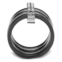 TK2602 - Stainless Steel Ring Two Tone IP Light Black (IP Gun) Women Top Grade Crystal Clear