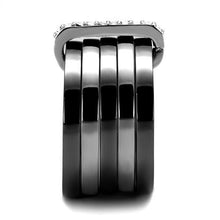 TK2602 - Stainless Steel Ring Two Tone IP Light Black (IP Gun) Women Top Grade Crystal Clear