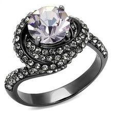 TK2604 - Stainless Steel Ring IP Light Black  (IP Gun) Women Top Grade Crystal Light Amethyst