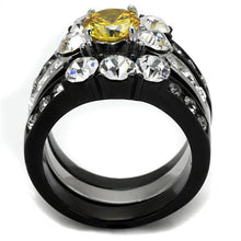 TK2615 - Stainless Steel Ring Two-Tone IP Black (Ion Plating) Women AAA Grade CZ Topaz