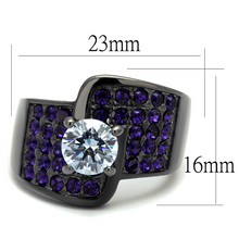 TK2644 - Stainless Steel Ring IP Light Black  (IP Gun) Women AAA Grade CZ Light Amethyst