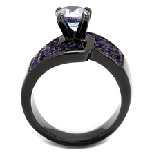 TK2644 - Stainless Steel Ring IP Light Black  (IP Gun) Women AAA Grade CZ Light Amethyst