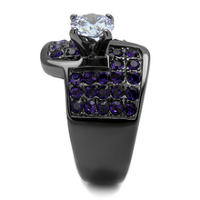TK2644 - Stainless Steel Ring IP Light Black  (IP Gun) Women AAA Grade CZ Light Amethyst