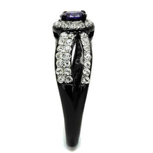 TK2653 - Stainless Steel Ring Two-Tone IP Black (Ion Plating) Women AAA Grade CZ Tanzanite