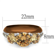 TK2656 - Stainless Steel Ring Two Tone IP Light Brown (IP Light coffee) Women AAA Grade CZ Champagne