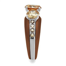 TK2656 - Stainless Steel Ring Two Tone IP Light Brown (IP Light coffee) Women AAA Grade CZ Champagne