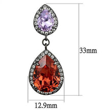 TK2725 - Stainless Steel Earrings IP Light Black  (IP Gun) Women Top Grade Crystal Orange