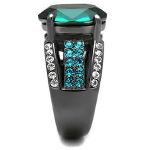 TK2759 - Stainless Steel Ring IP Light Black  (IP Gun) Women Top Grade Crystal Emerald