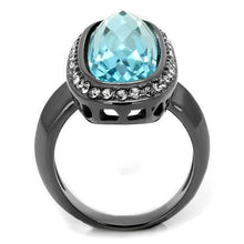 TK2804 - Stainless Steel Ring IP Light Black  (IP Gun) Women Top Grade Crystal Sea Blue