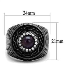 TK2813 - Stainless Steel Ring IP Light Black  (IP Gun) Men Semi-Precious Amethyst