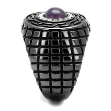 TK2813 - Stainless Steel Ring IP Light Black  (IP Gun) Men Semi-Precious Amethyst