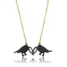TK2895 - Stainless Steel Necklace IP Gold+ IP Black (Ion Plating) Women Semi-Precious Aurora Borealis (Rainbow Effect)