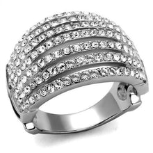 TK2901 - High polished (no plating) Stainless Steel Ring with Top Grade Crystal  in Clear
