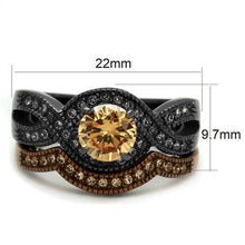 TK2957 - Stainless Steel Ring IP Light Black & IP Light coffee Women AAA Grade CZ Champagne