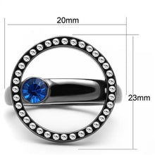 TK2974 - Stainless Steel Ring IP Light Black  (IP Gun) Women Top Grade Crystal Capri Blue