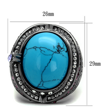 TK2983 - Stainless Steel Ring IP Light Black  (IP Gun) Women Synthetic Sea Blue