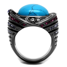 TK2983 - Stainless Steel Ring IP Light Black  (IP Gun) Women Synthetic Sea Blue