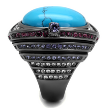 TK2983 - Stainless Steel Ring IP Light Black  (IP Gun) Women Synthetic Sea Blue