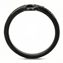 TK3055 - Stainless Steel Ring IP Black(Ion Plating) Women Top Grade Crystal Emerald