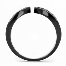 TK3056 - Stainless Steel Ring IP Black(Ion Plating) Women Top Grade Crystal Clear