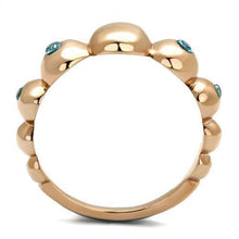 TK3088 - Stainless Steel Ring IP Rose Gold(Ion Plating) Women AAA Grade CZ Sea Blue