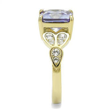 TK3125 - Stainless Steel Ring IP Gold(Ion Plating) Women AAA Grade CZ Light Amethyst