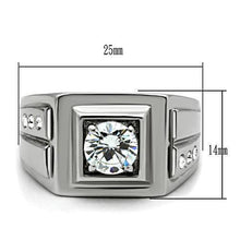 TK313 - Stainless Steel Ring High polished (no plating) Men AAA Grade CZ Clear
