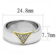 TK3187 - Stainless Steel Ring Two-Tone IP Gold (Ion Plating) Men AAA Grade CZ Clear