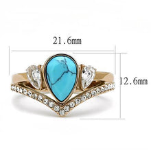 TK3200 - Stainless Steel Ring IP Rose Gold(Ion Plating) Women Synthetic Sea Blue