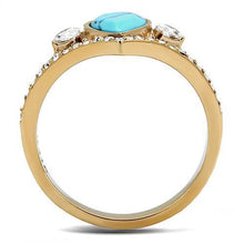 TK3200 - Stainless Steel Ring IP Rose Gold(Ion Plating) Women Synthetic Sea Blue