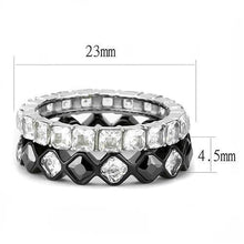 TK3231 - Stainless Steel Ring Two-Tone IP Black (Ion Plating) Women AAA Grade CZ Black Diamond