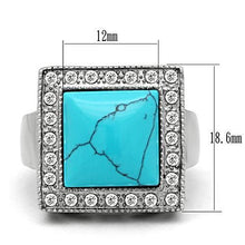 TK323 - Stainless Steel Ring High polished (no plating) Men Synthetic Sea Blue