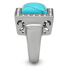TK323 - Stainless Steel Ring High polished (no plating) Men Synthetic Sea Blue