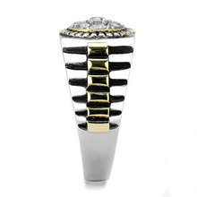 TK3240 - Stainless Steel Ring Two-Tone IP Gold (Ion Plating) Men AAA Grade CZ Clear