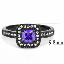 TK3450 - Stainless Steel Ring IP Black(Ion Plating) Women AAA Grade CZ Tanzanite