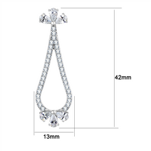 TK3473 - High polished (no plating) Stainless Steel Earrings with AAA Grade CZ  in Clear