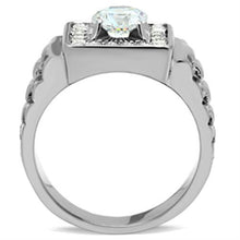 TK347 - Stainless Steel Ring High polished (no plating) Men AAA Grade CZ Clear