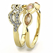 TK3521 - Stainless Steel Ring IP Gold(Ion Plating) Women Synthetic Light Peach