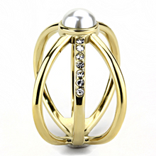 TK3522 - Stainless Steel Ring IP Gold(Ion Plating) Women Synthetic White