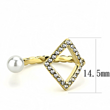 TK3523 - Stainless Steel Ring IP Gold(Ion Plating) Women Synthetic White