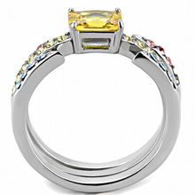 TK3526 - Stainless Steel Ring High polished (no plating) Women AAA Grade CZ Topaz
