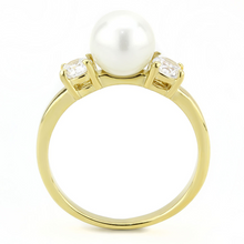 TK3567 - Stainless Steel Ring IP Gold(Ion Plating) Women Synthetic White