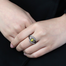TK3571 - Stainless Steel Ring IP Black(Ion Plating) Women AAA Grade CZ Topaz