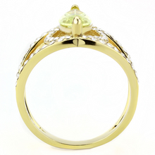 TK3578 - IP Gold(Ion Plating) Stainless Steel Ring with AAA Grade CZ  in Apple Green color