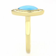 TK3592 - Stainless Steel Ring IP Gold(Ion Plating) Women Synthetic Turquoise